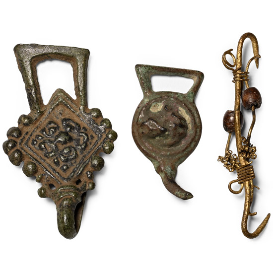 Tudor Period Bronze Hook Fastener Group