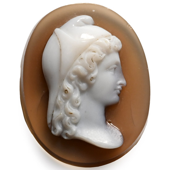 Post Classical Agate Cameo with a Helmeted Bust