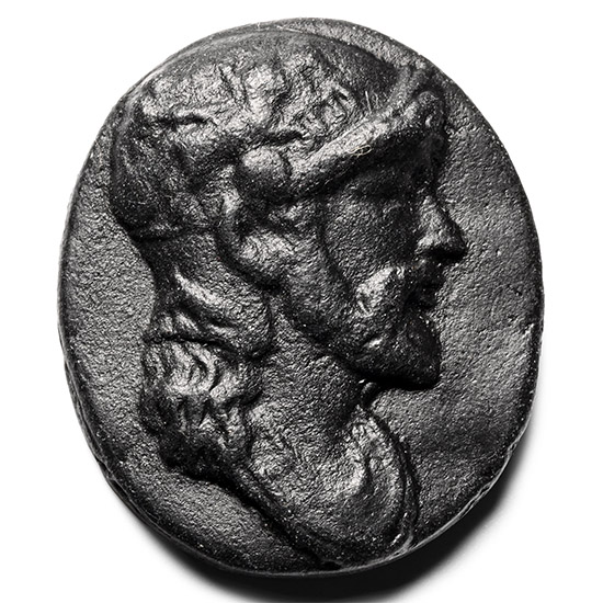 Post Medieval Black Glass Cameo of a Bearded Man