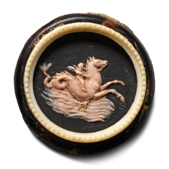 Post Medieval Cameo of Eros Riding a Hippocampus