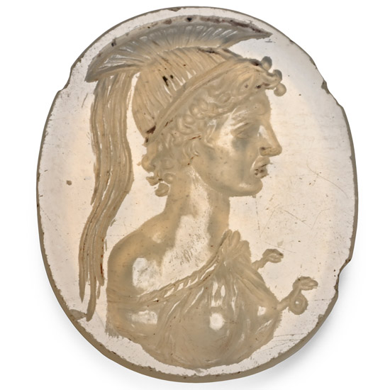 Post Medieval Chalcedony Gemstone with Bust of Minerva