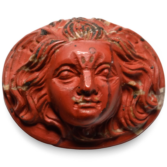 Post Classical Red Jasper Cameo of Medusa