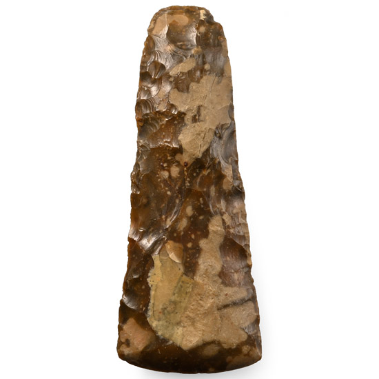 British Stone Age Knapped and Polished Flint Axehead