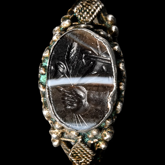 Roman Sardonyx Gemstone in Silver Ring