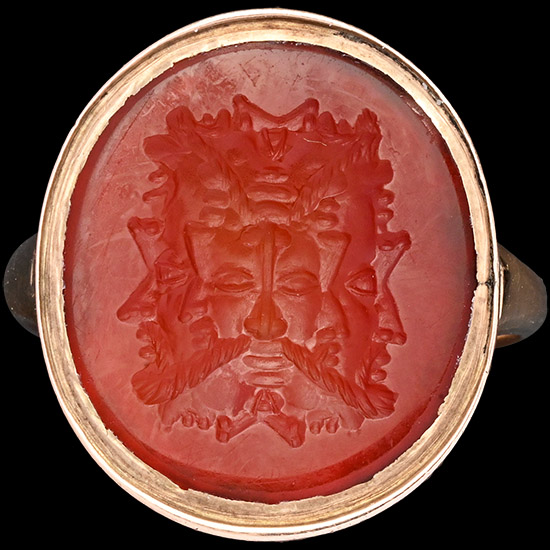 Post Medieval Gold Ring with Carnelian Gemstone with Fourteen Faces