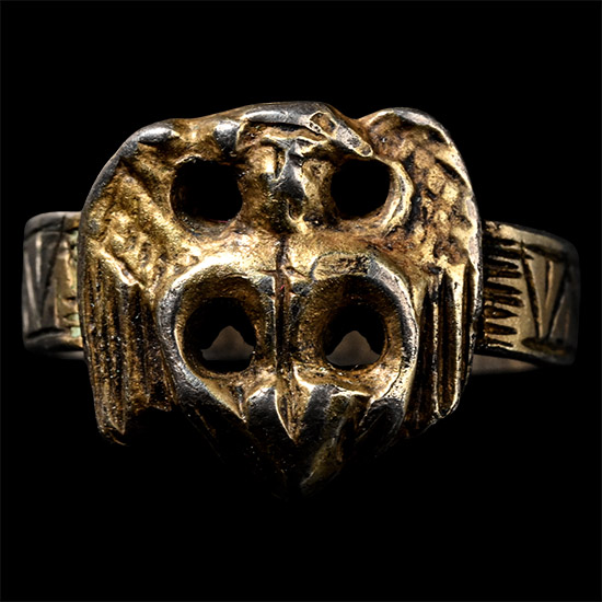 Medieval Silver-Gilt Betrothal Ring with Angel Holding a Heart