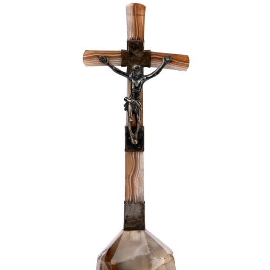 German Silver Mounted Agate Altar Cross