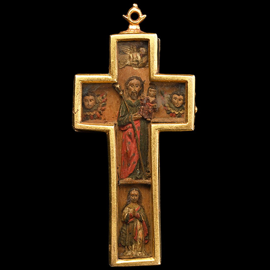 Mexican Gold Mount Wooden Cross with Saint Joseph