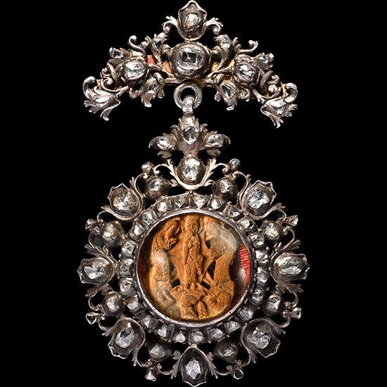 Silver and Diamond Pendant with Holy Trinity