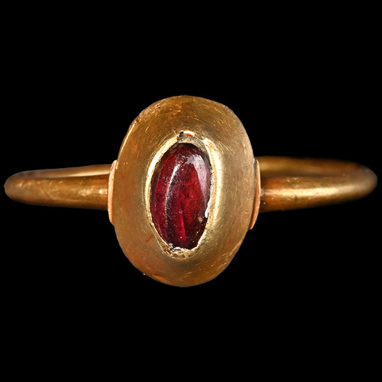 Medieval Gold Ring with Cabochon Garnet