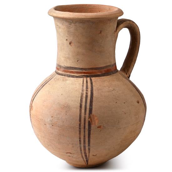 Large Eastern Mediterranean Painted Terracotta Pitcher