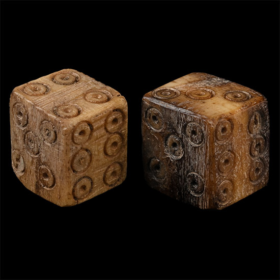 Roman Bone Gaming Dice Pair