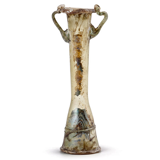 Roman Green Glass Twin-Handled Kohl Bottle