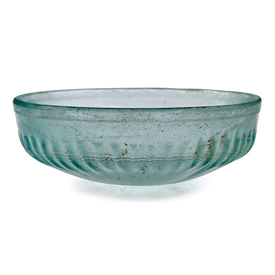 Roman Pillar-Moulded Pale Green Glass Bowl