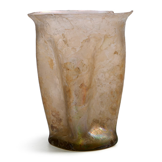 Roman Iridescent Glass Pinched Beaker