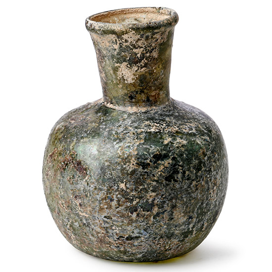 Roman Green Glass Bottle