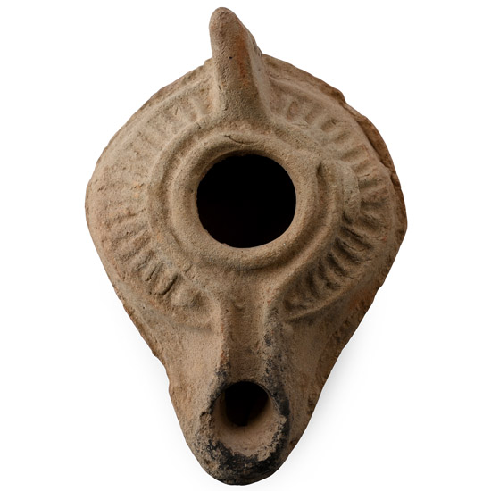 Byzantine Terracotta Oil Lamp with Stub Handle
