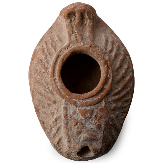 Byzantine Terracotta Oil Lamp with Linear Decoration