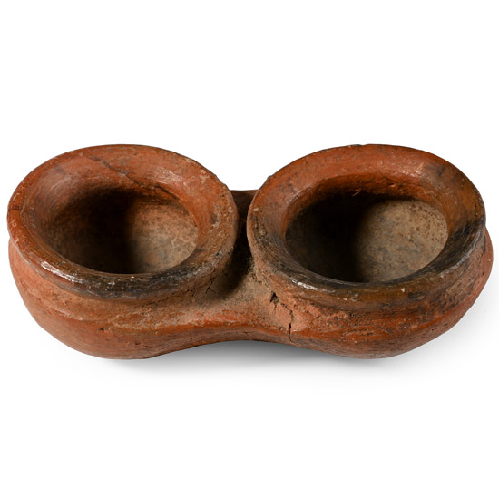 Western Asiatic Terracotta Double-Well Oil Lamp