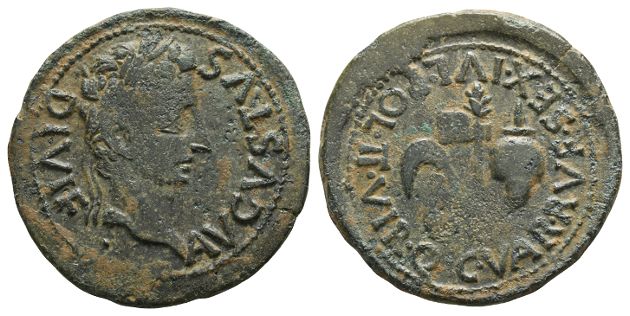 Augustus AE As of Carthago Nova, Hispania.