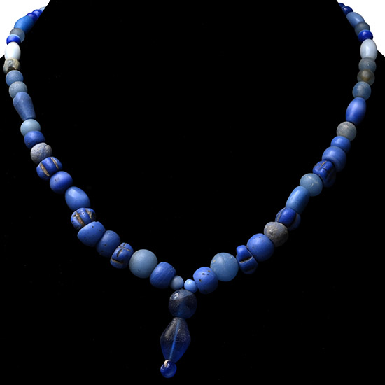 Post Medieval Blue Glass Bead Necklace String