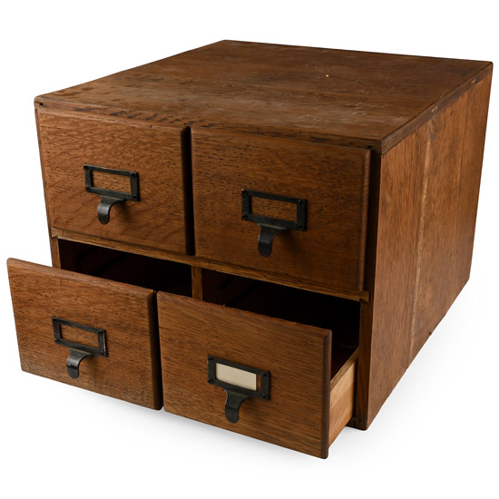 Oak Collectors Cabinet with Four Drawers