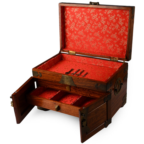 Chinese Style Mahogany Collectors or Jewellery Cabinet