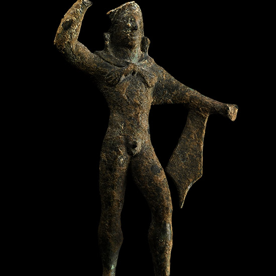 Roman Bronze Figure of Hercules with Lion-Skin Headdress