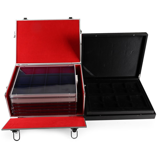 Group of Six [6] New New Lindner Trays in an Aluminium Carry Case Plus Black Case with Two Trays