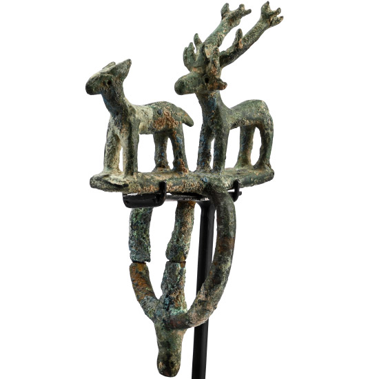 Hittite Bronze Standard Finial with Animal
