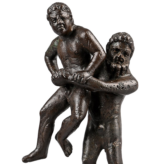 Greek Bronze Hercules and Antaeus Statue Group