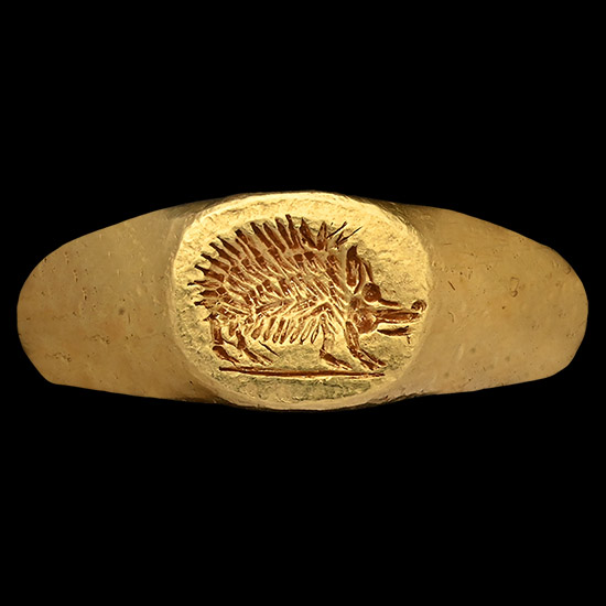Roman Gold Ring with Carved Hedgehog