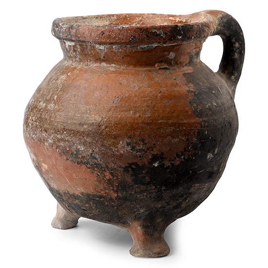 Tudor Period Glazed Ceramic Tripod Cooking Vessel