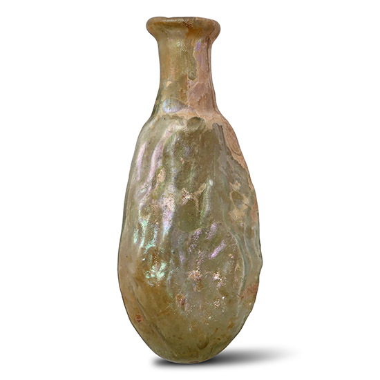 Roman Pale Green Glass Mould Blown Date Flask