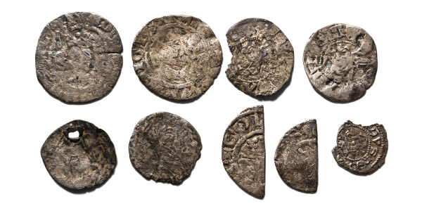 Group of Nine [9] English Medieval AR Hammered Coins.