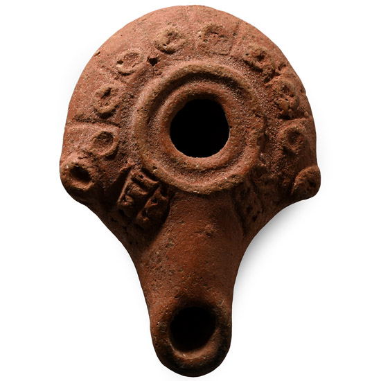 Greek Terracotta Oil Lamp with Annulets