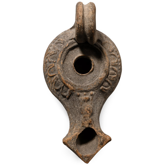 Greek Terracotta Oil Lamp with Handle