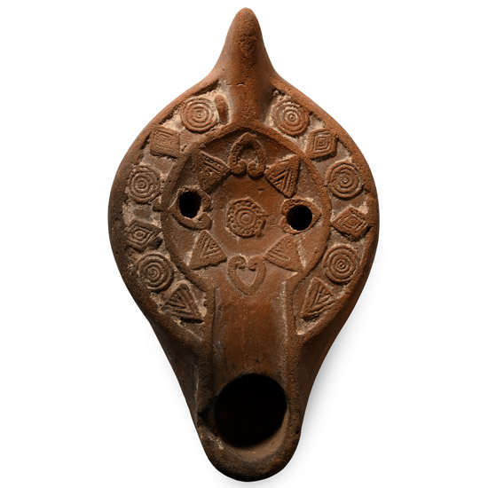 Byzantine Terracotta Oil Lamp with Concentric Motifs