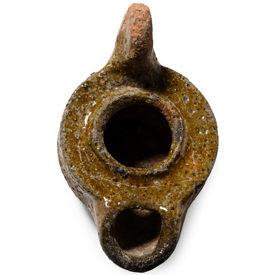 Roman Lead Glazed Oil Lamp