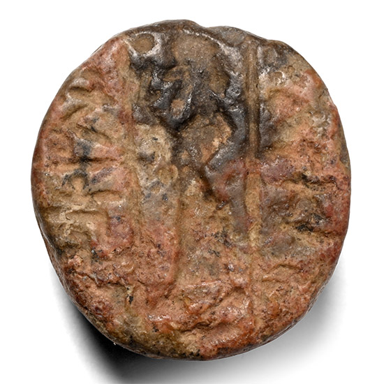Western Asiatic Stone Scaraboid Seal with King and Inscription