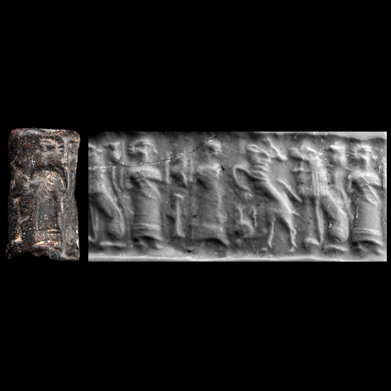 Western Asiatic Haematite Cylinder Seal with Processional Scene