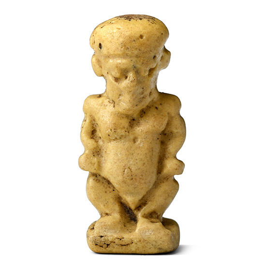 Egyptian Yellow Faience Pataikos Amulet