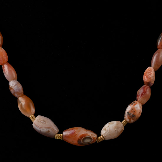 Western Asiatic Agate and Gold Bead Necklace