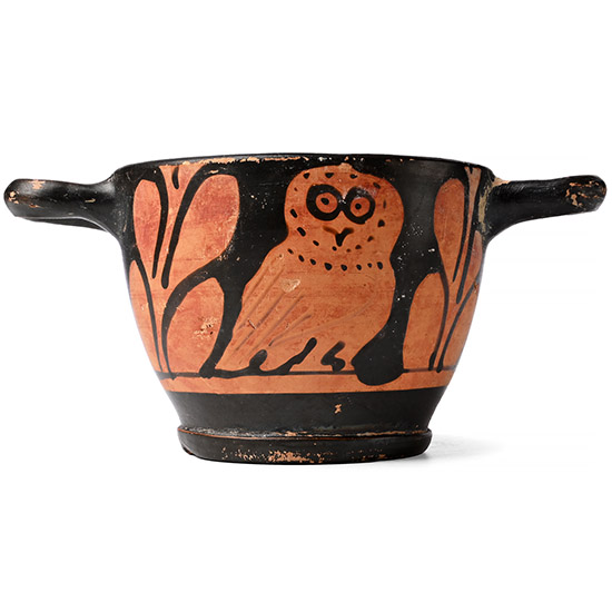 Greek Red-Figure Skyphos with Owl