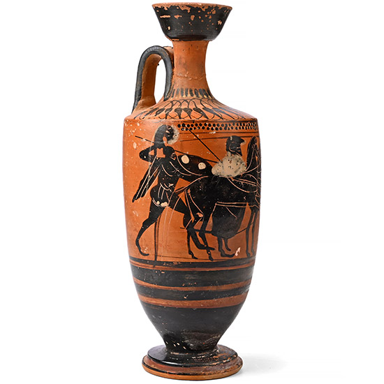 Attic Black-Figure Lekythos with Horses and Fighting Warriors