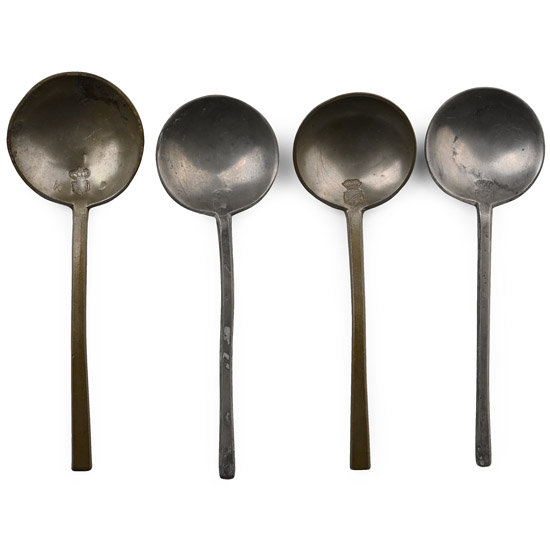 Post Medieval Pewter Spoon Group with Rose Marks