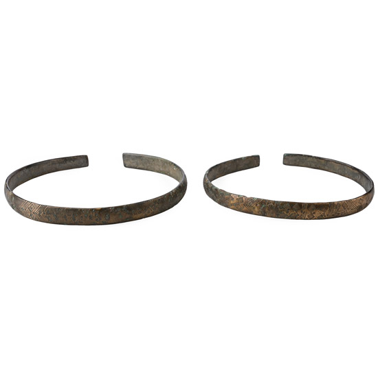 Viking Decorated Bronze Arm Ring Pair
