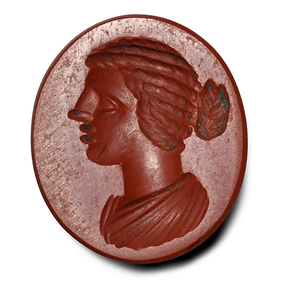 Roman Red Jasper Female Bust Intaglio