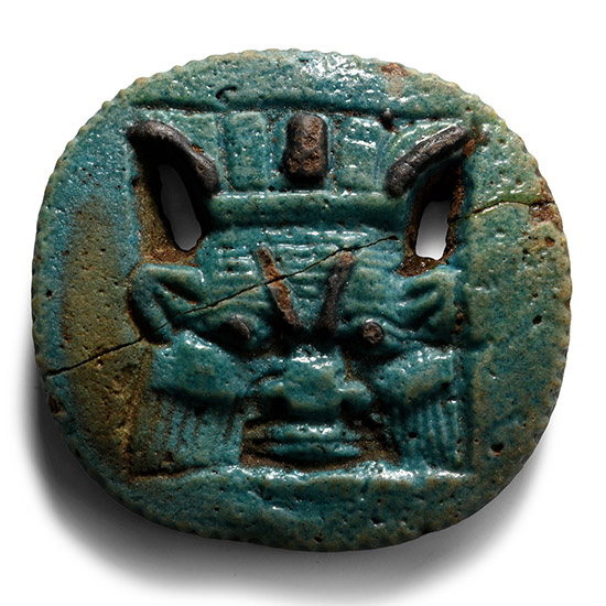 Egyptian Faience Amuletic Bes Plaque