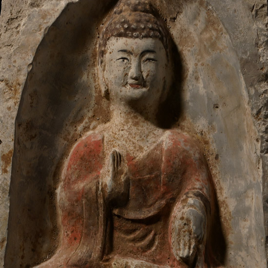 Chinese Northern Wei Terracotta Buddha Brick with Pigment